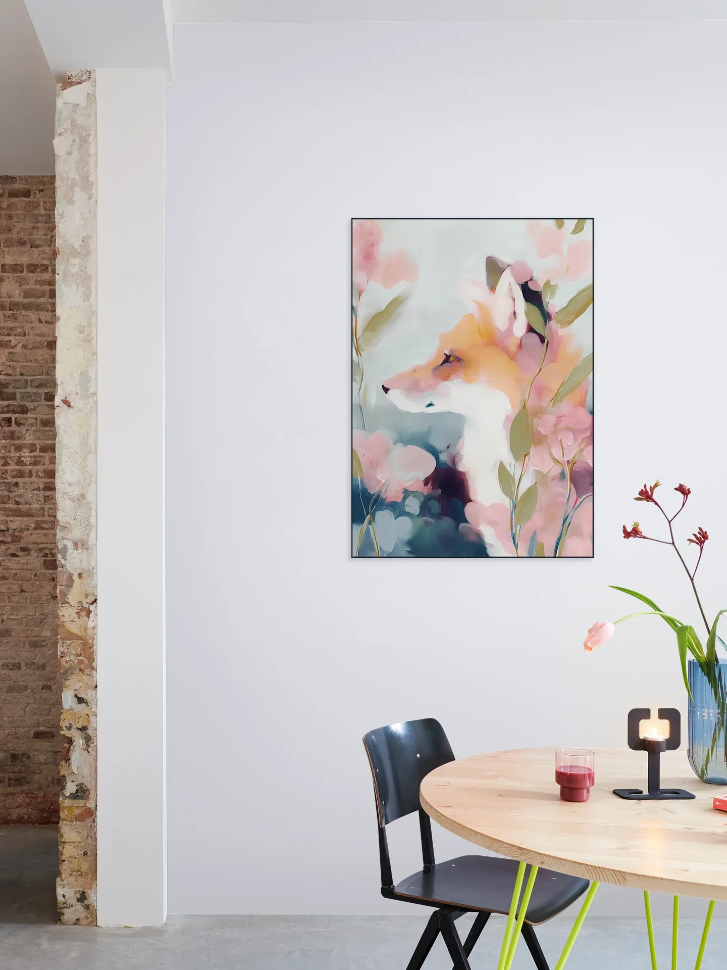 Dreamy Fox Portrait With Flowers