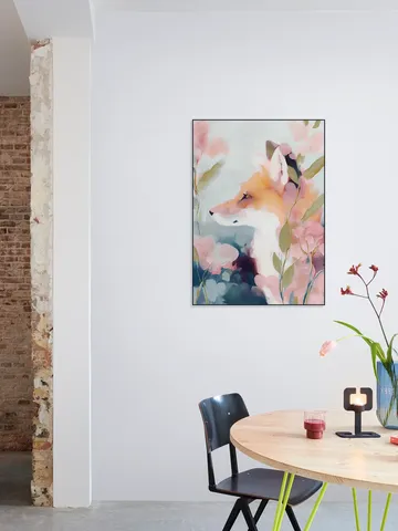 Dreamy Fox Portrait With Flowers