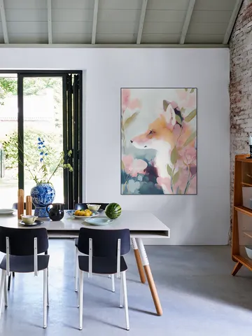 Dreamy Fox Portrait With Flowers
