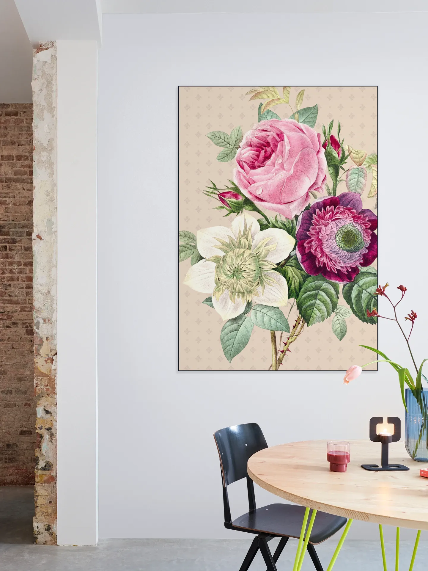 Vintage Redoute Peonies and Roses II