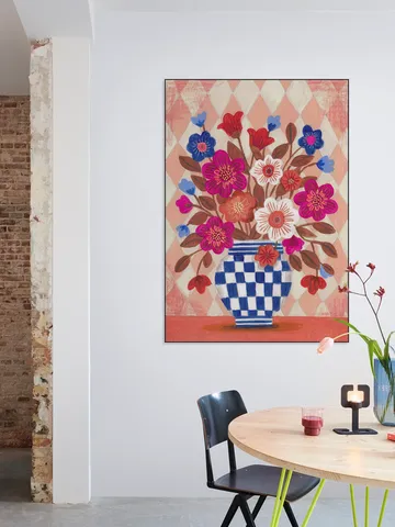 Vase Flowers Brights & Blues