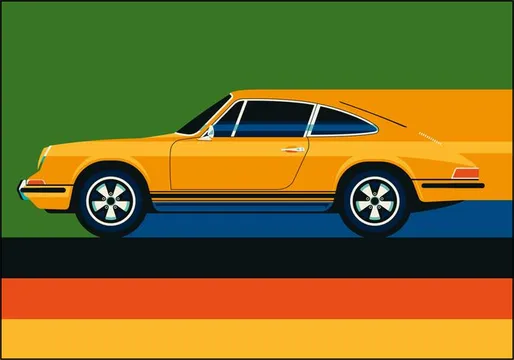 Orange Vintage Sports Car Side