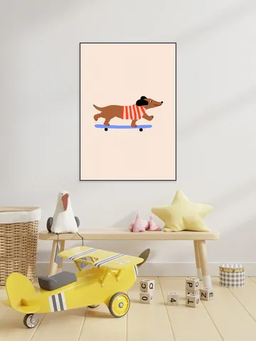 Dachshund on Skateboard