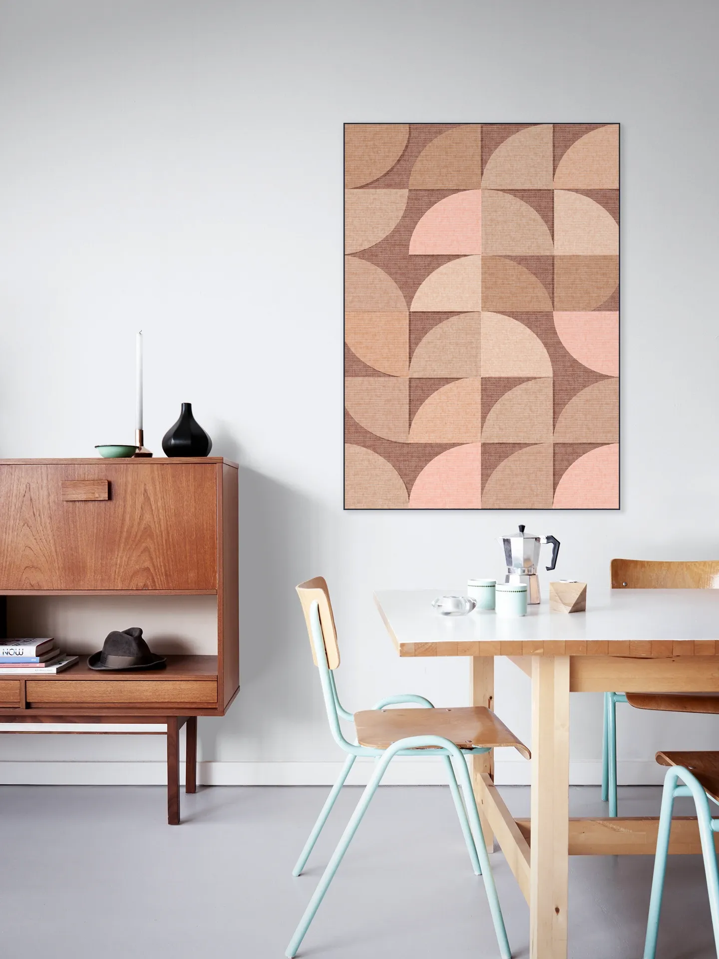Mid Century Retro Geometry Mocha Pink Light