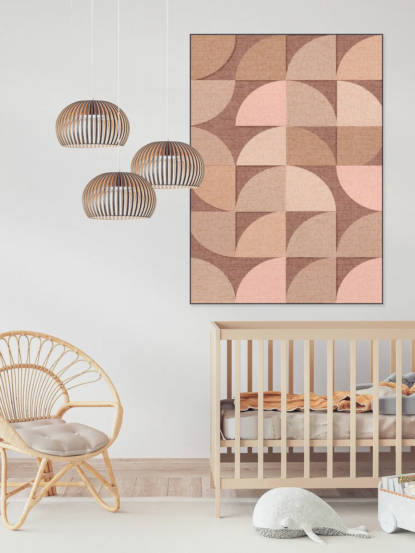 Mid Century Retro Geometry Mocha Pink Light
