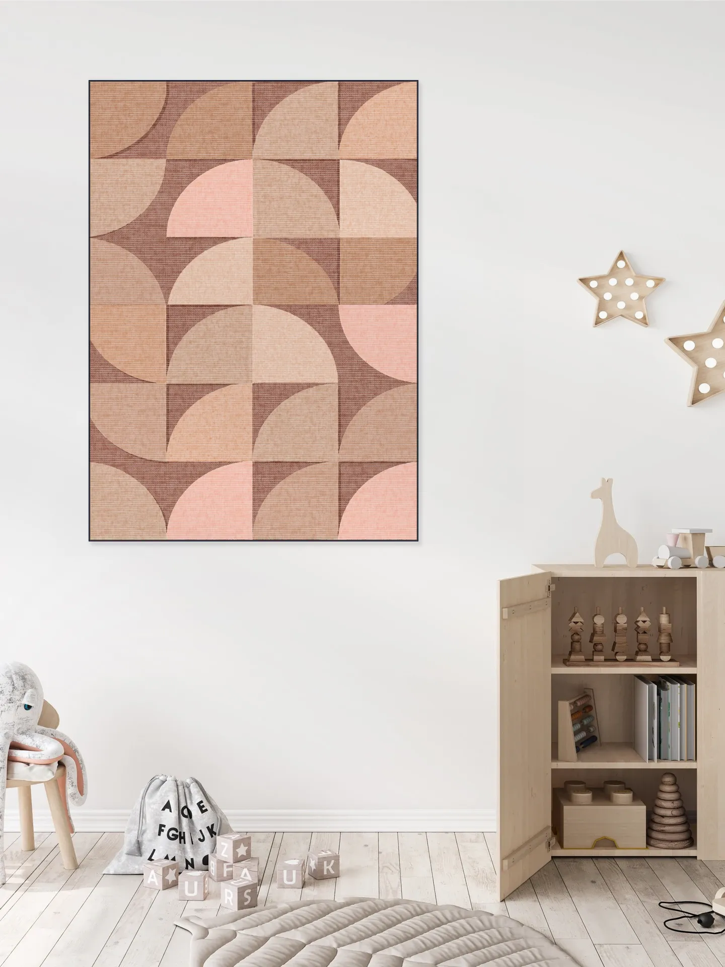 Mid Century Retro Geometry Mocha Pink Light