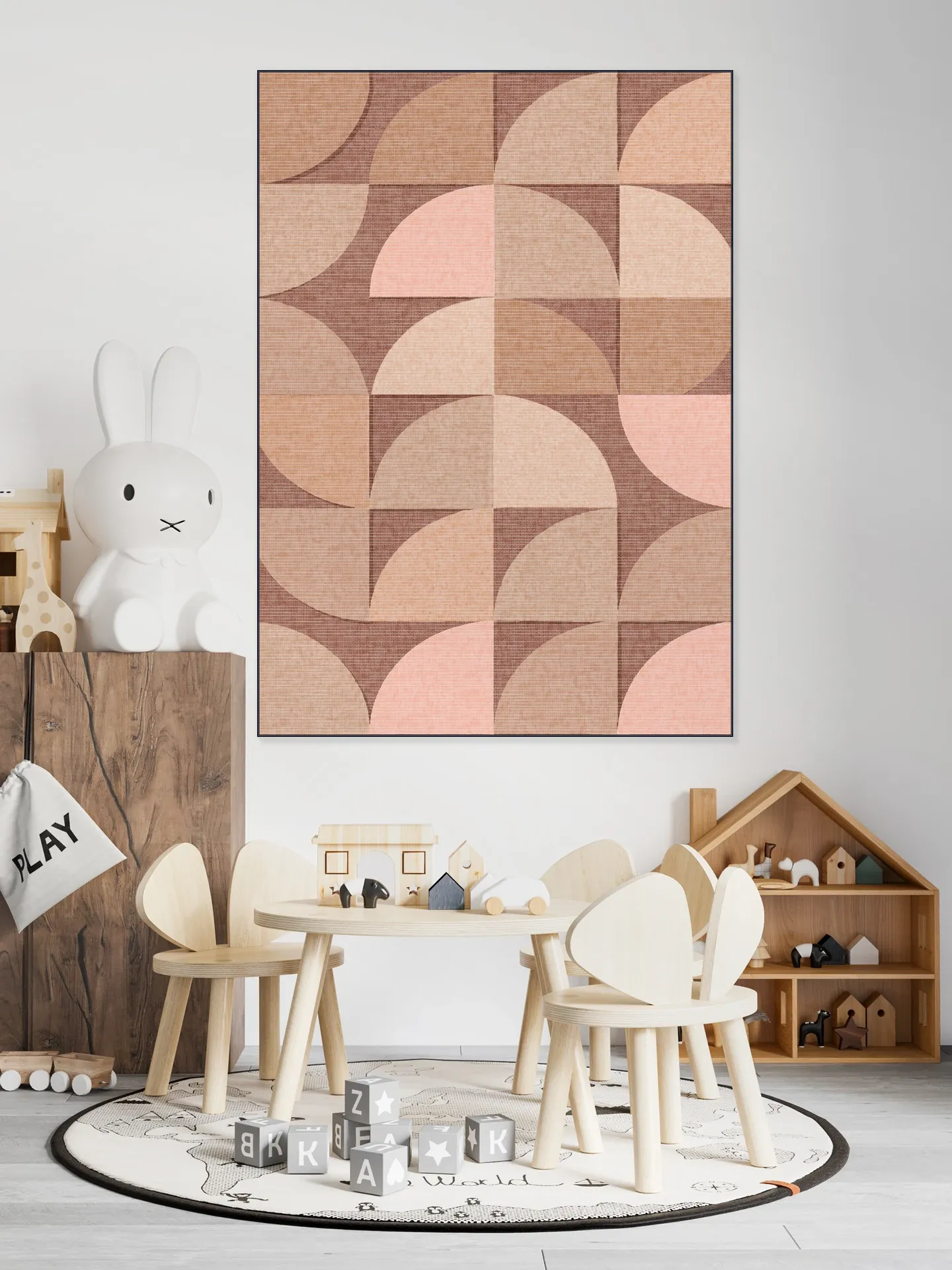 Mid Century Retro Geometry Mocha Pink Light