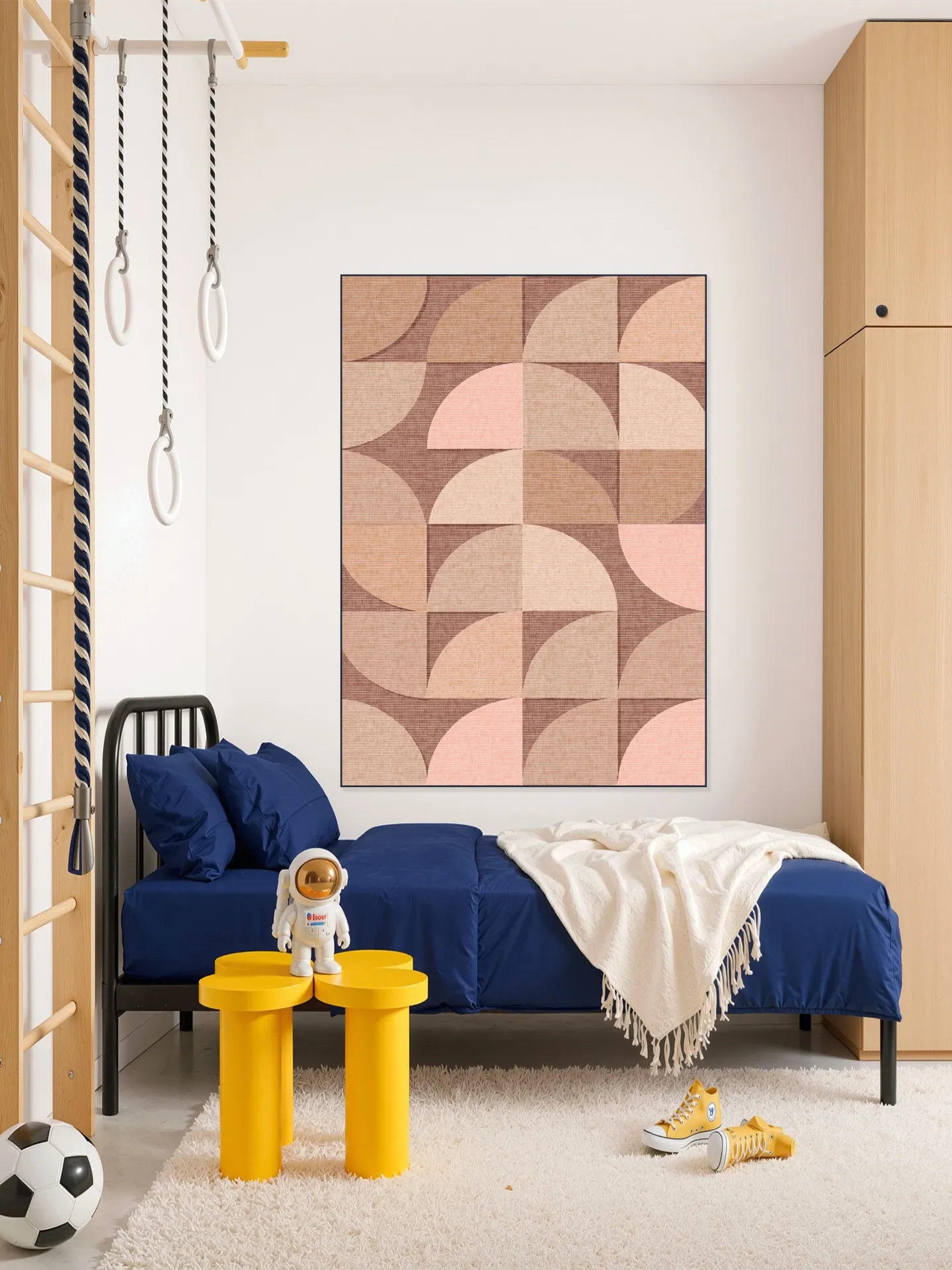 Mid Century Retro Geometry Mocha Pink Light