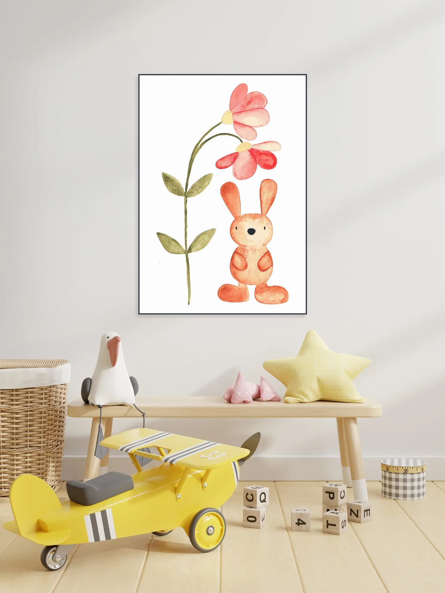 Flower and Bunny Watercolor