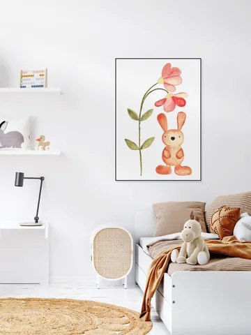 Flower and Bunny Watercolor