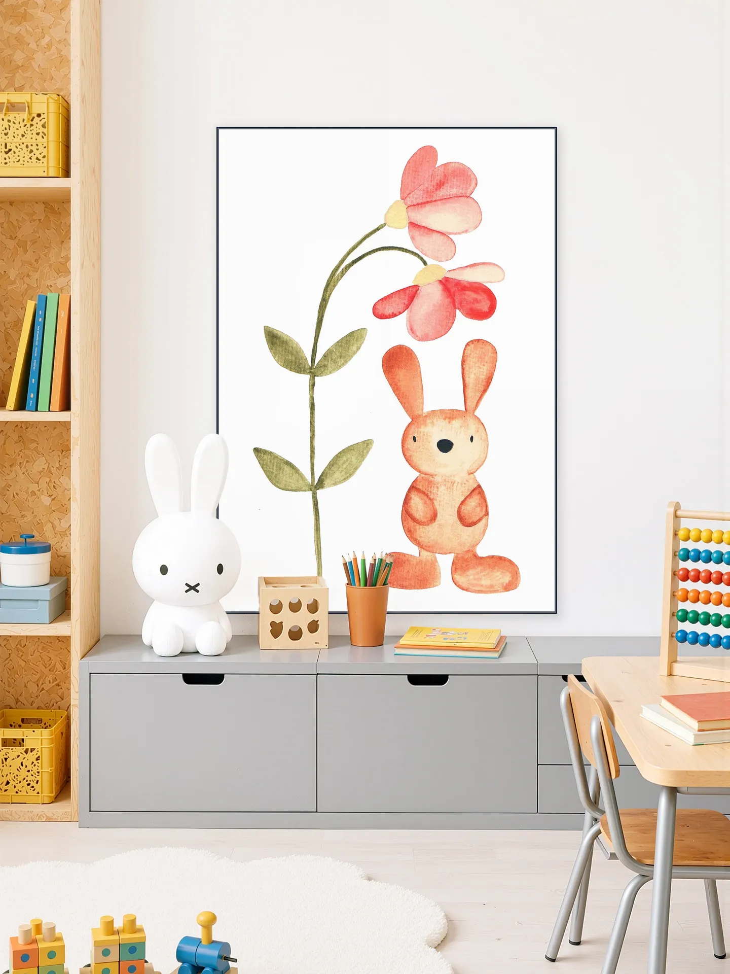 Flower and Bunny Watercolor