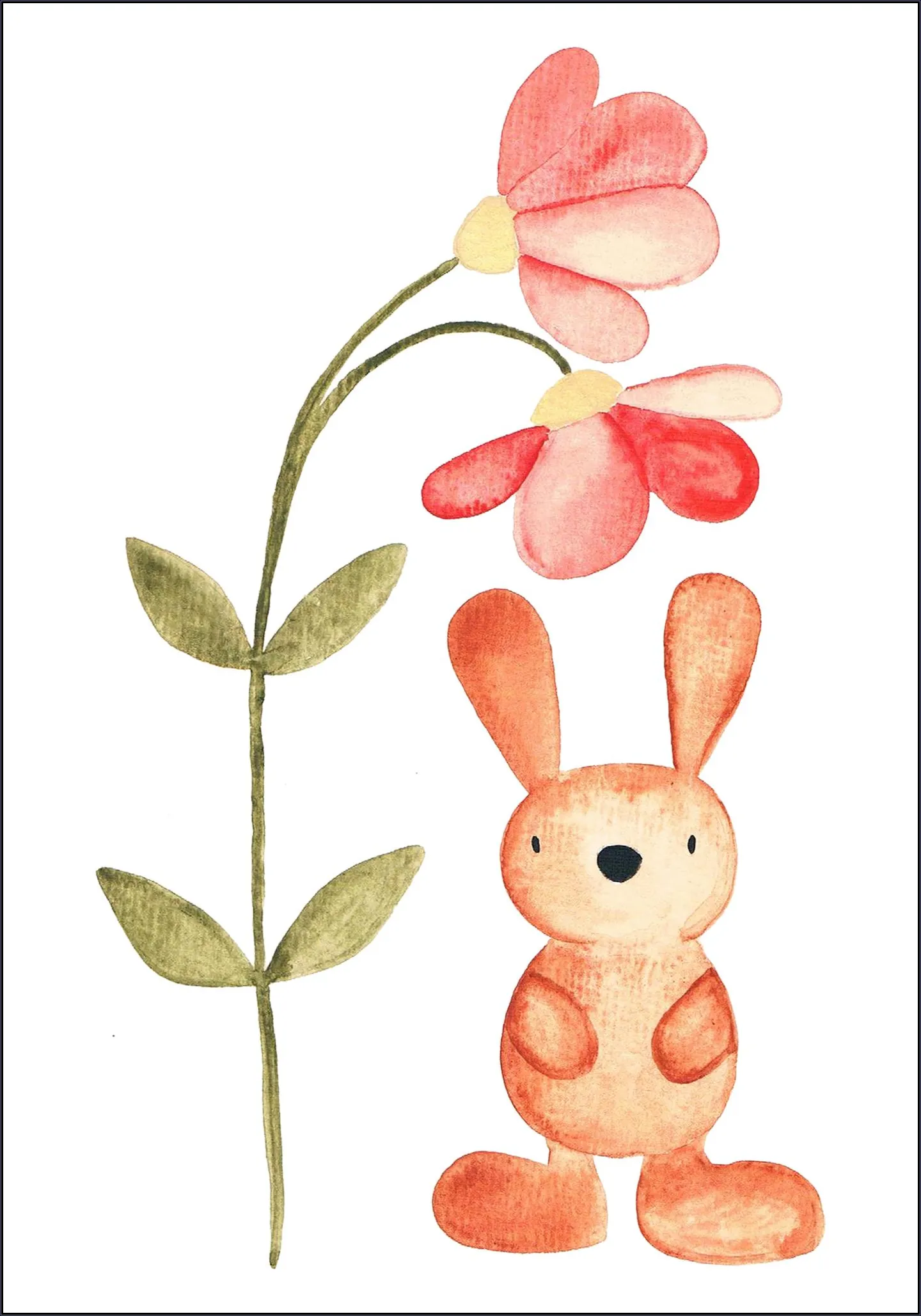 Flower and Bunny Watercolor