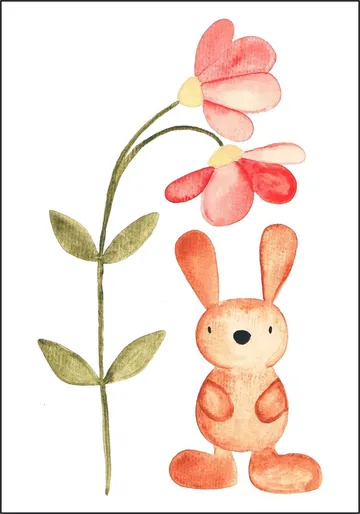 Flower and Bunny Watercolor