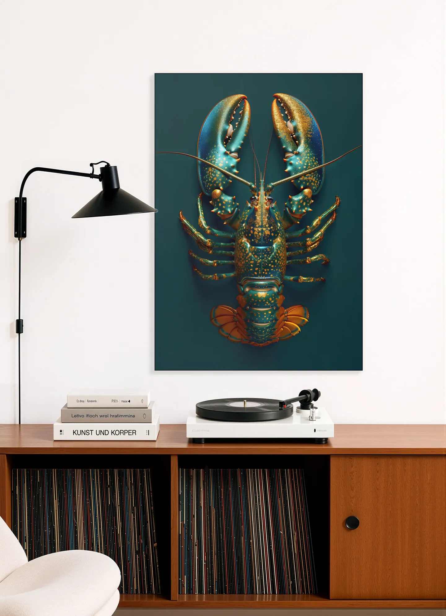 Green Petrol Lobster with Metallic Oil Effect