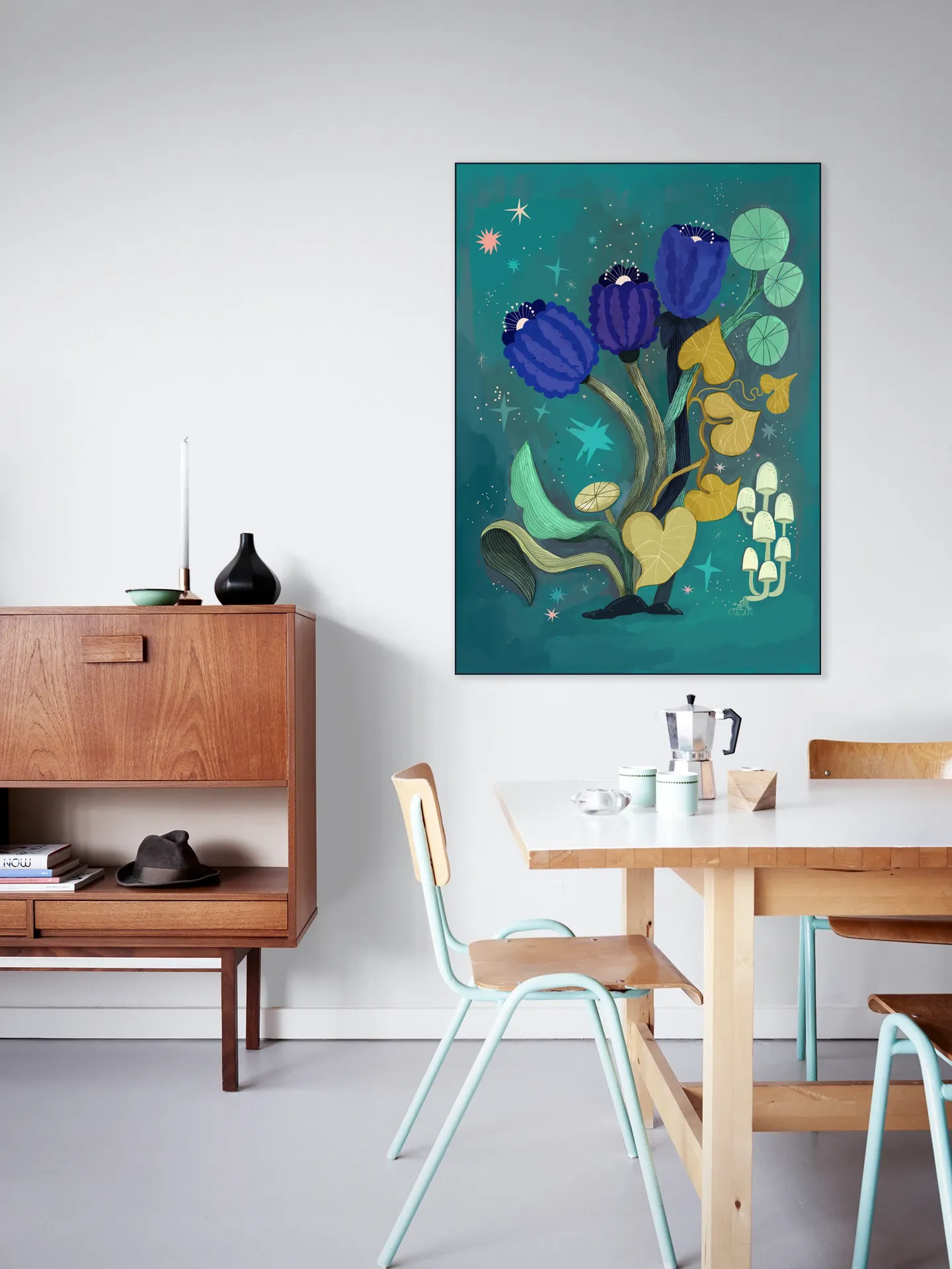 Magic Teal Flower Garden