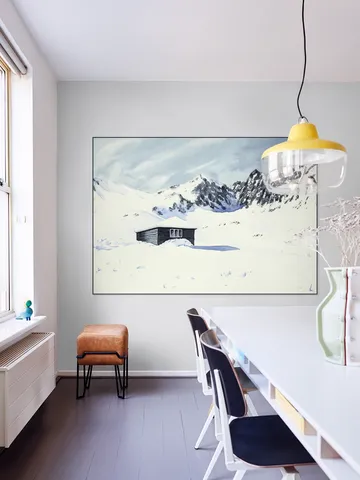 Wooden Cabin with Snow