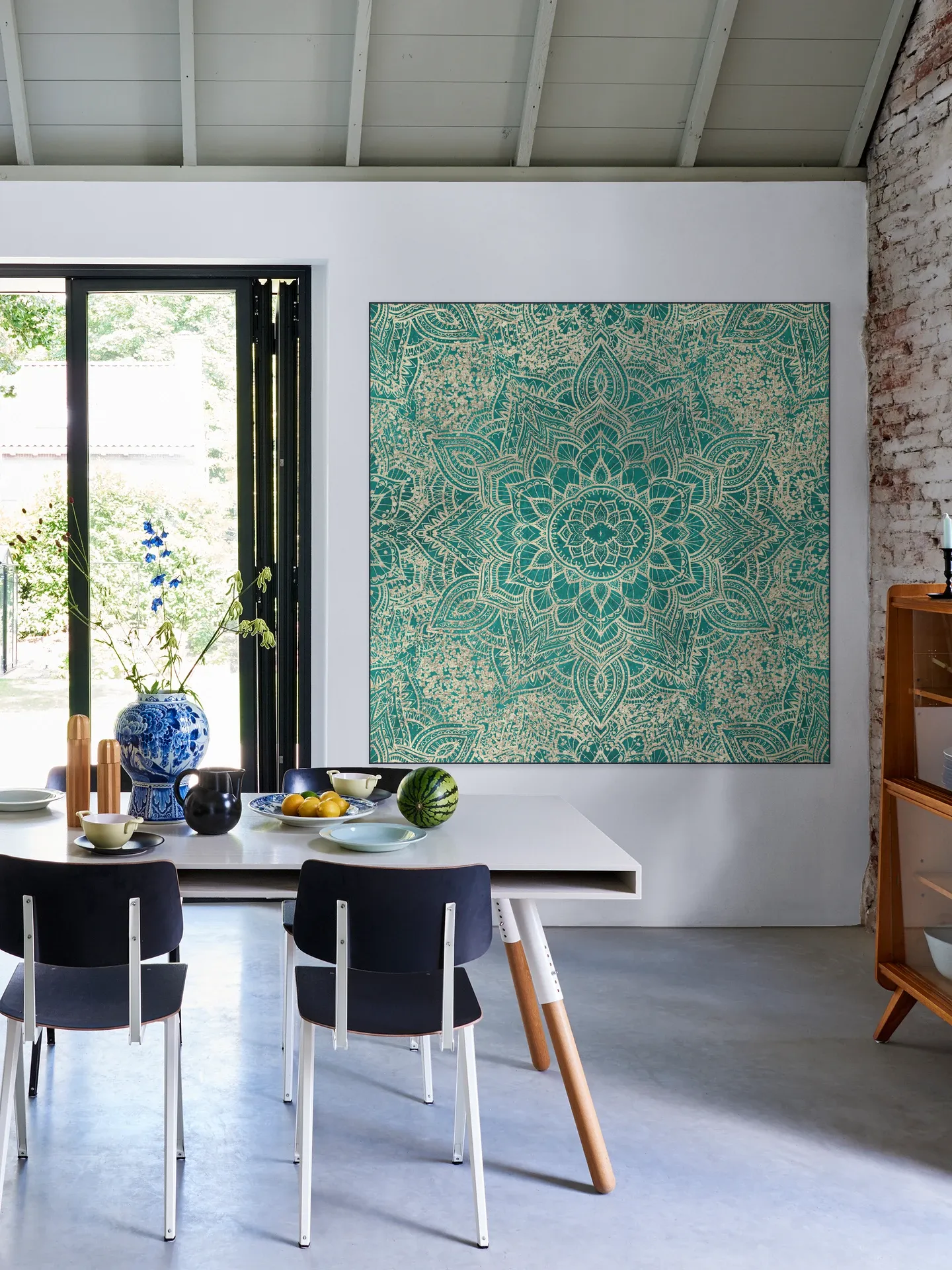 Boho Sparkling Mandala Allover Teal Gold