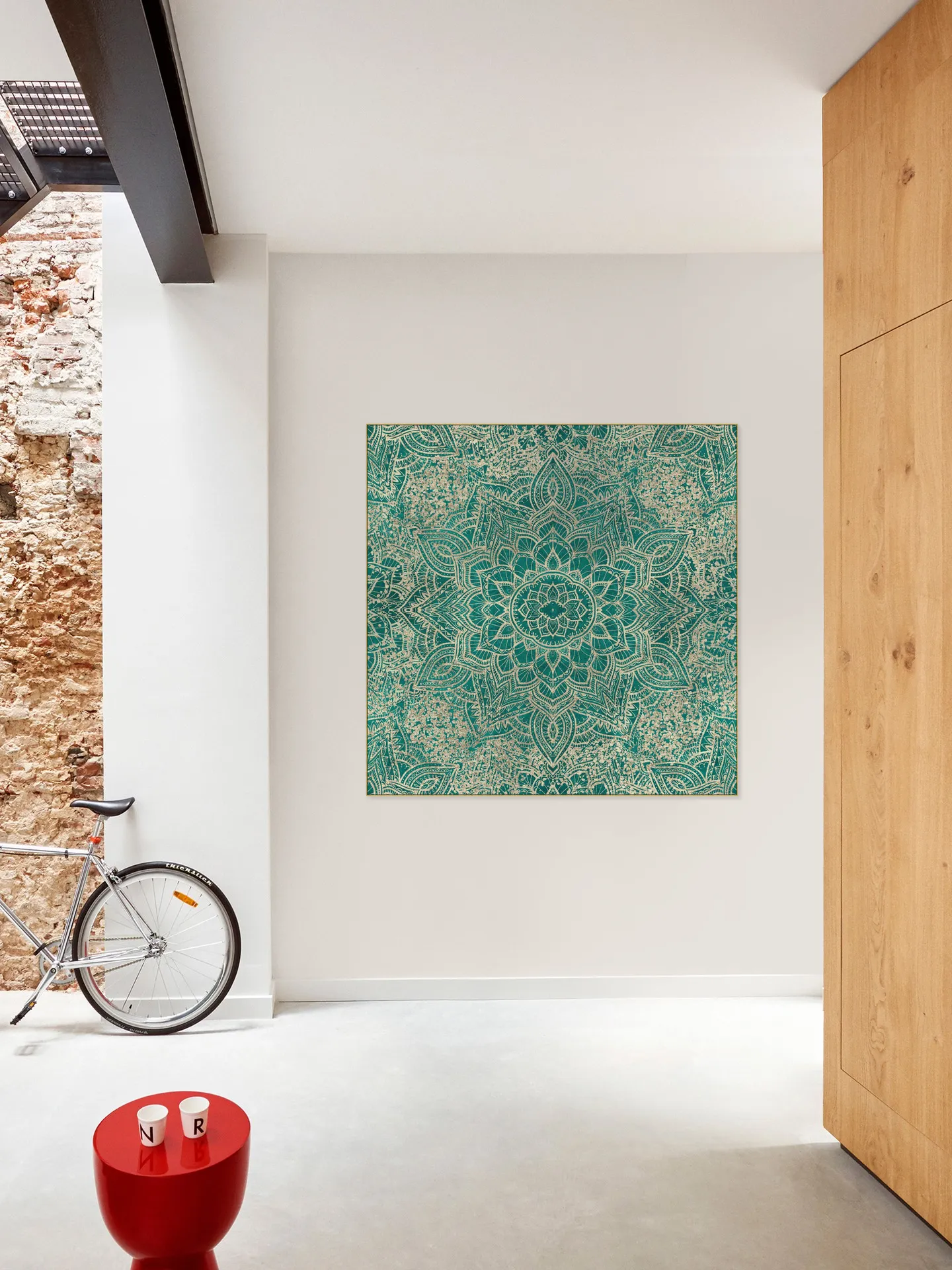 Boho Sparkling Mandala Allover Teal Gold
