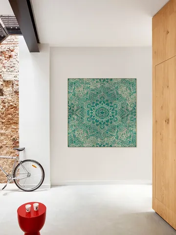 Boho Sparkling Mandala Allover Teal Gold