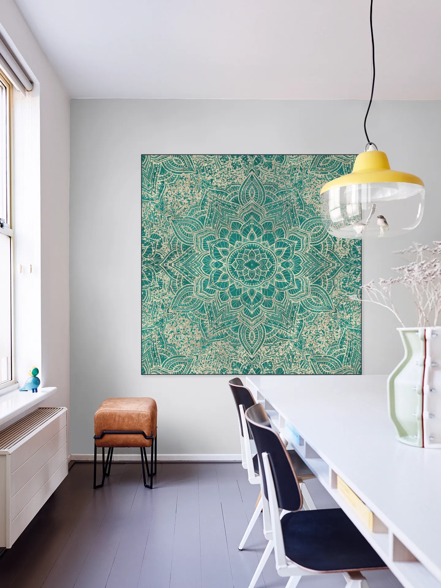 Boho Sparkling Mandala Allover Teal Gold