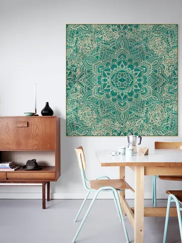 Boho Sparkling Mandala Allover Teal Gold