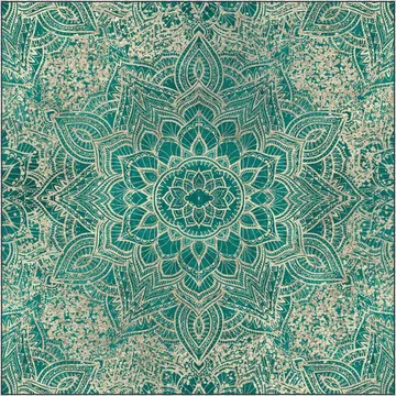 Boho Sparkling Mandala Allover Teal Gold