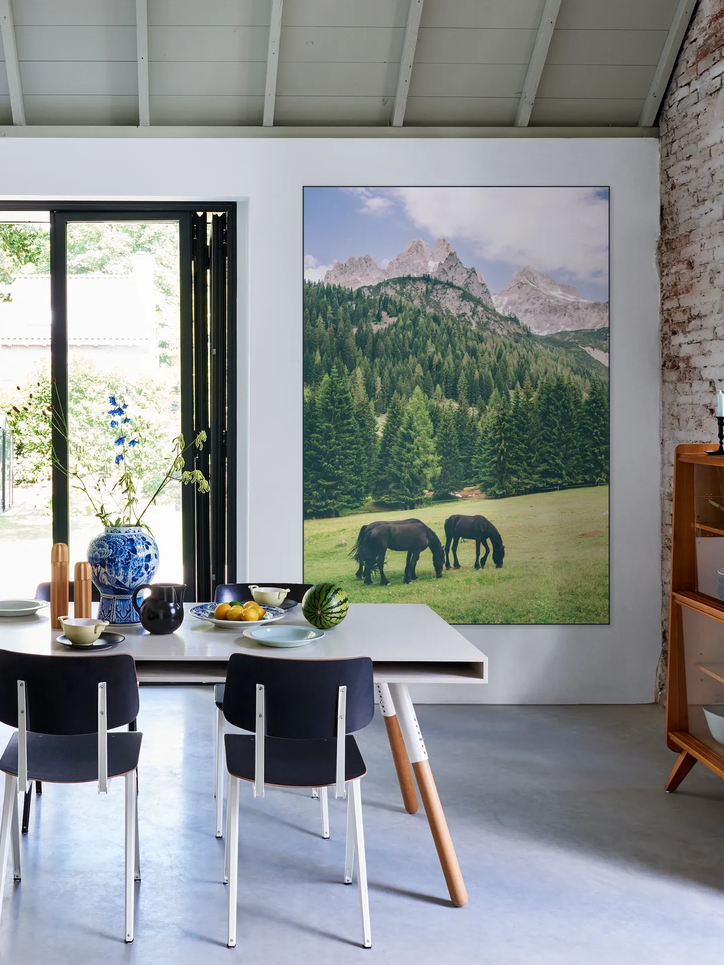Friesian Horses in Alps