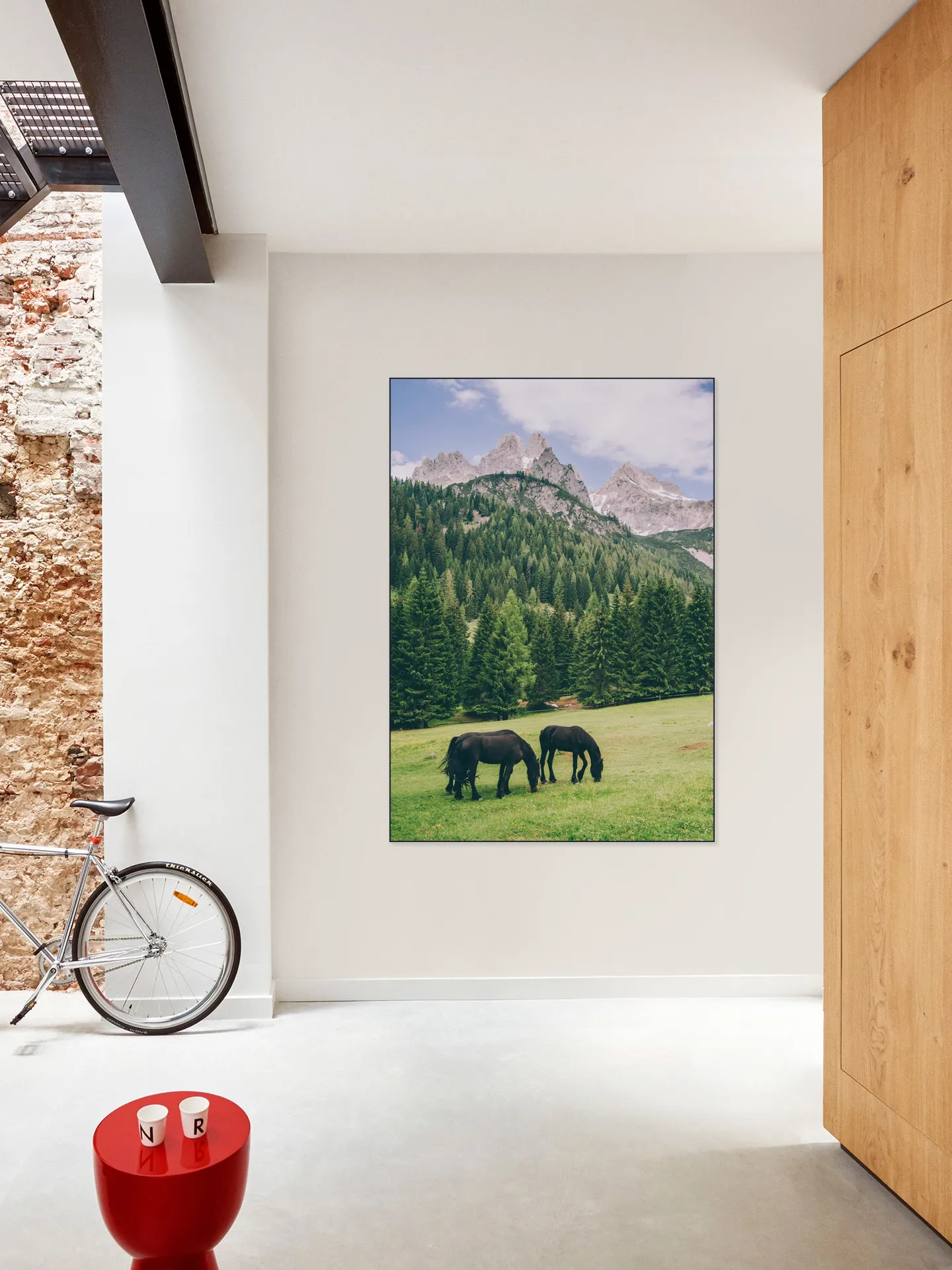Friesian Horses in Alps