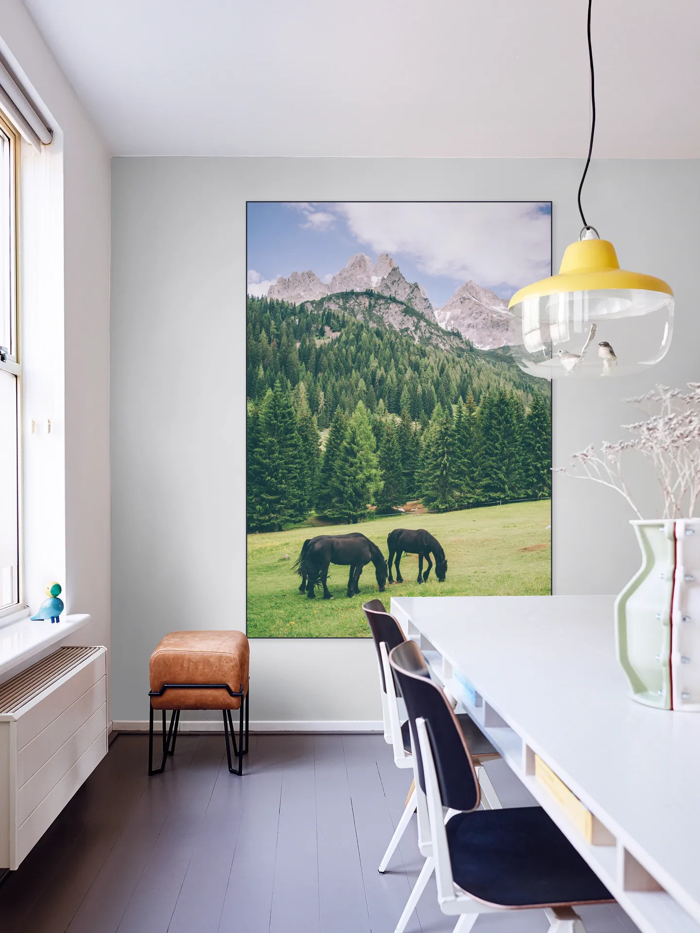 Friesian Horses in Alps