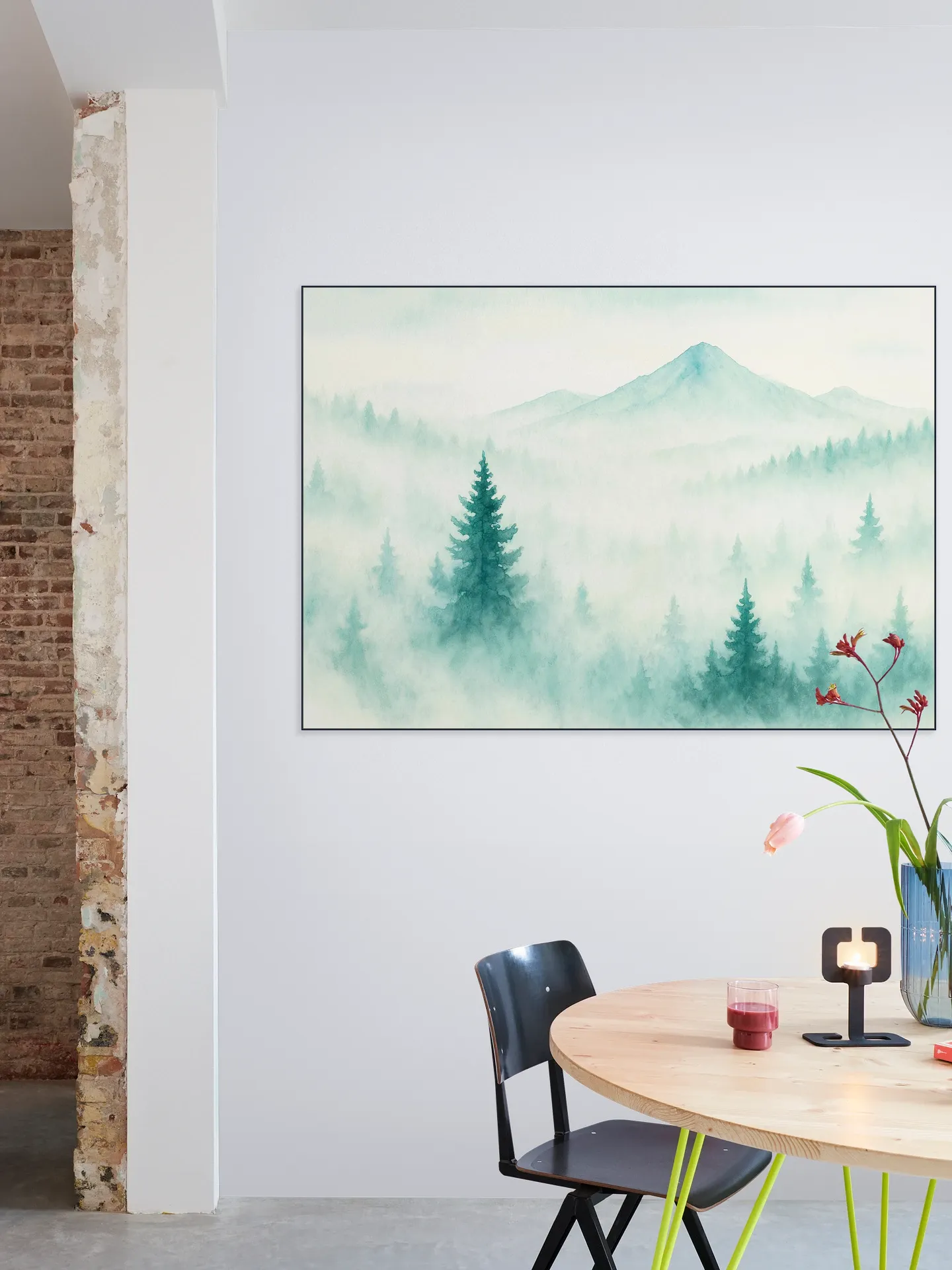 Mountain landscape in the mist