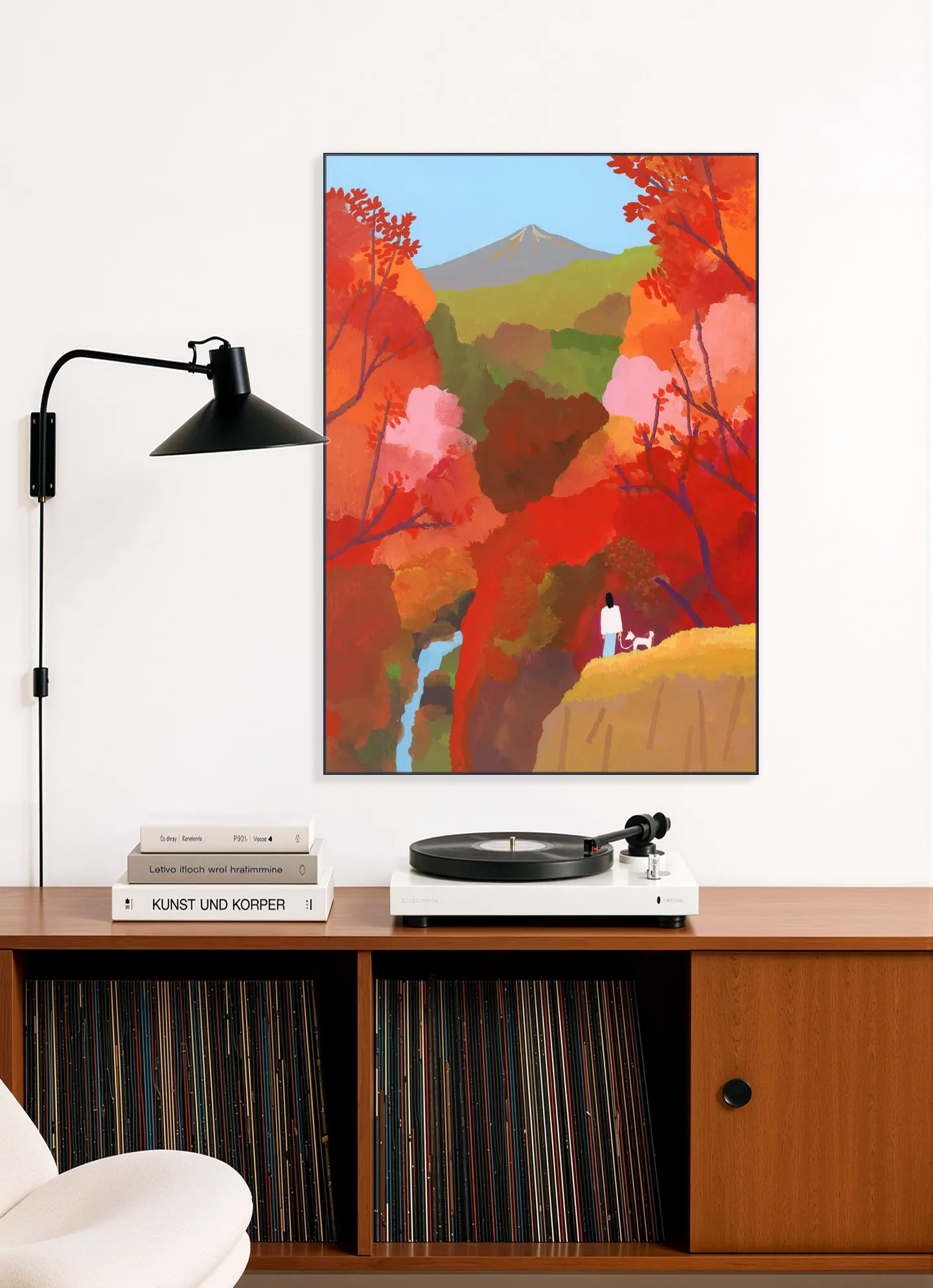 Autumn leaves and waterfalls