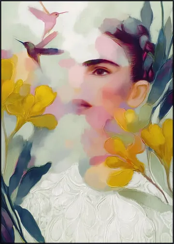 Frida Hummingbird Floral Portrait