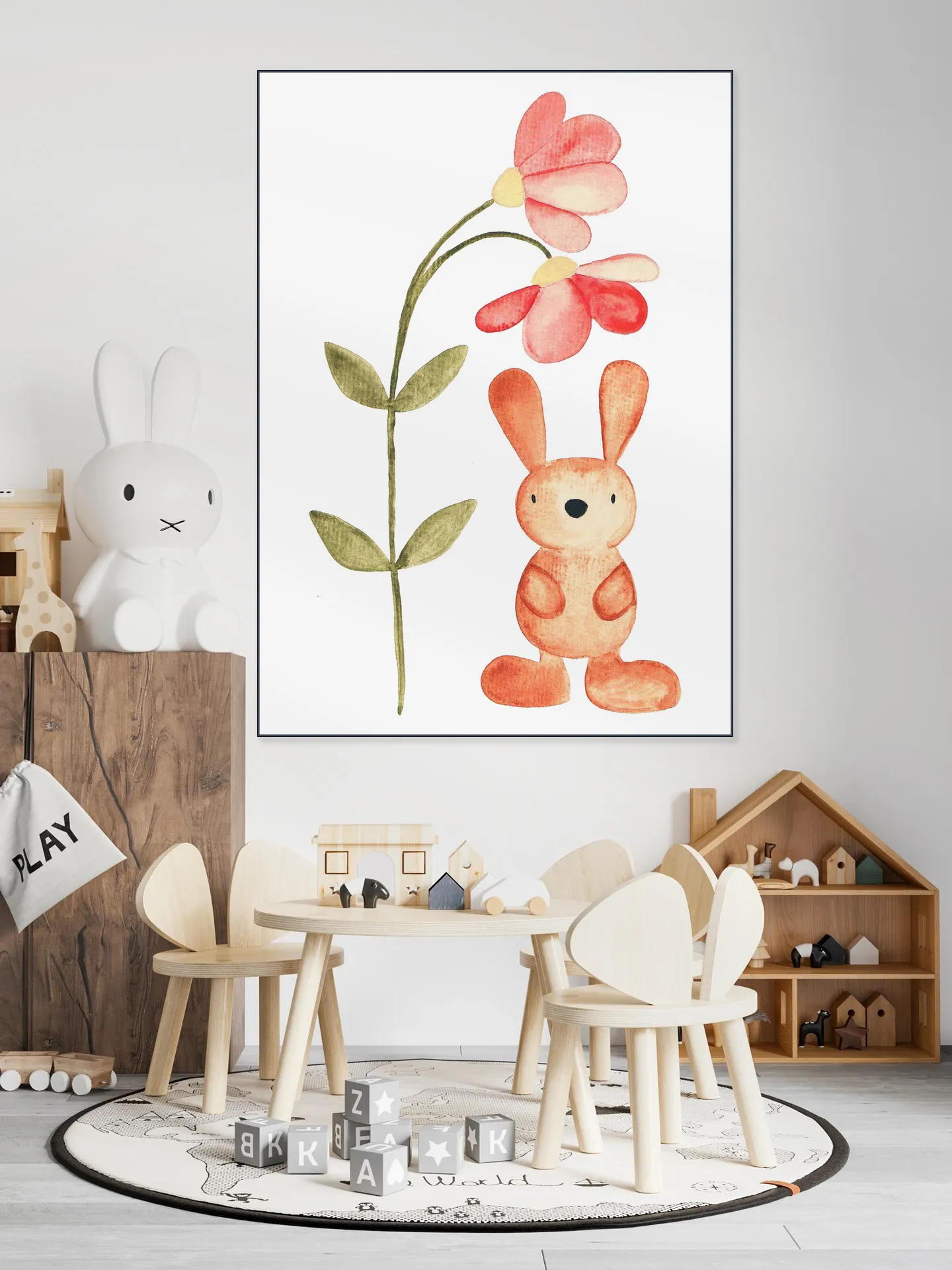 Flower and Bunny Watercolor