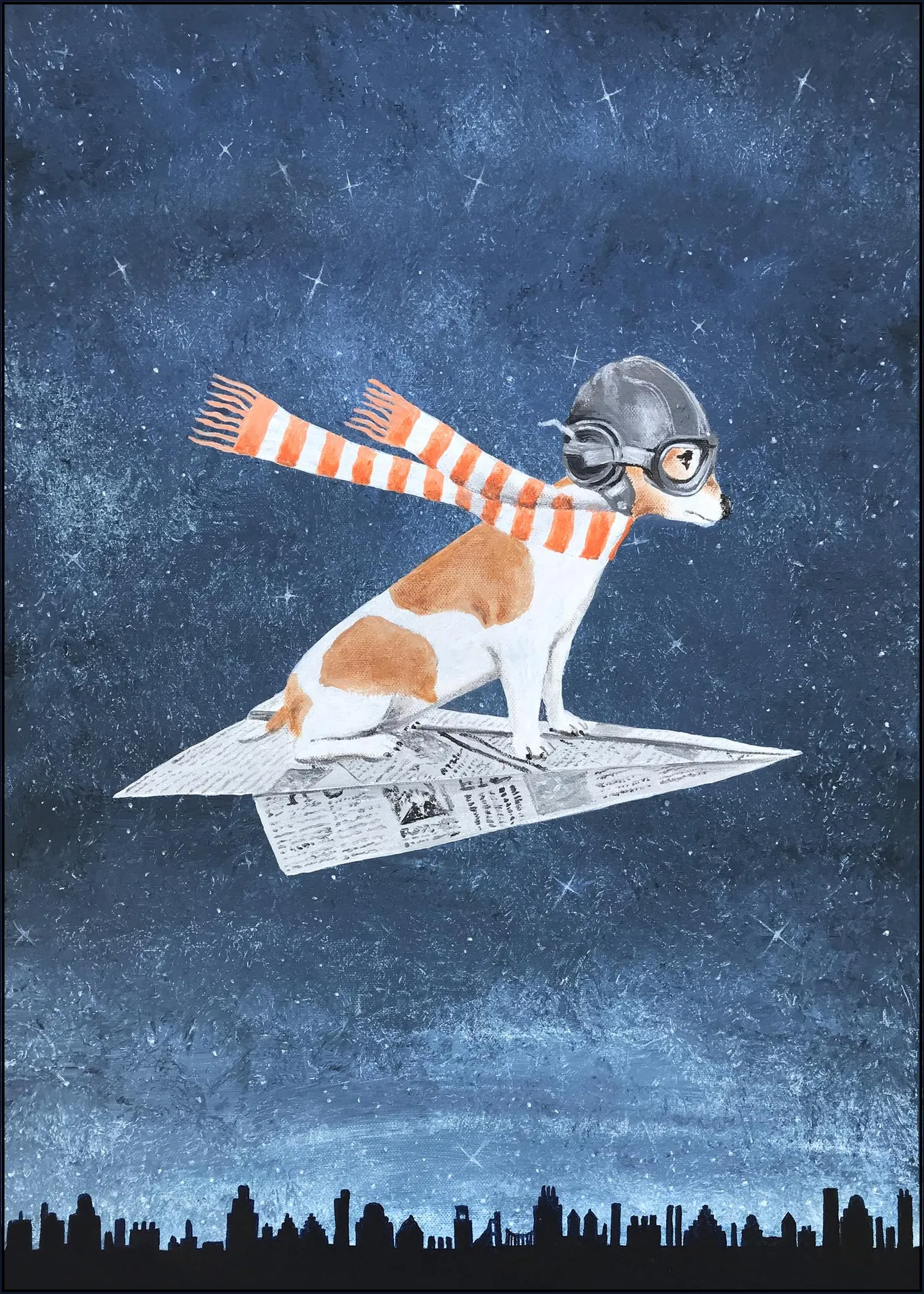 Jack Russell on paper plane