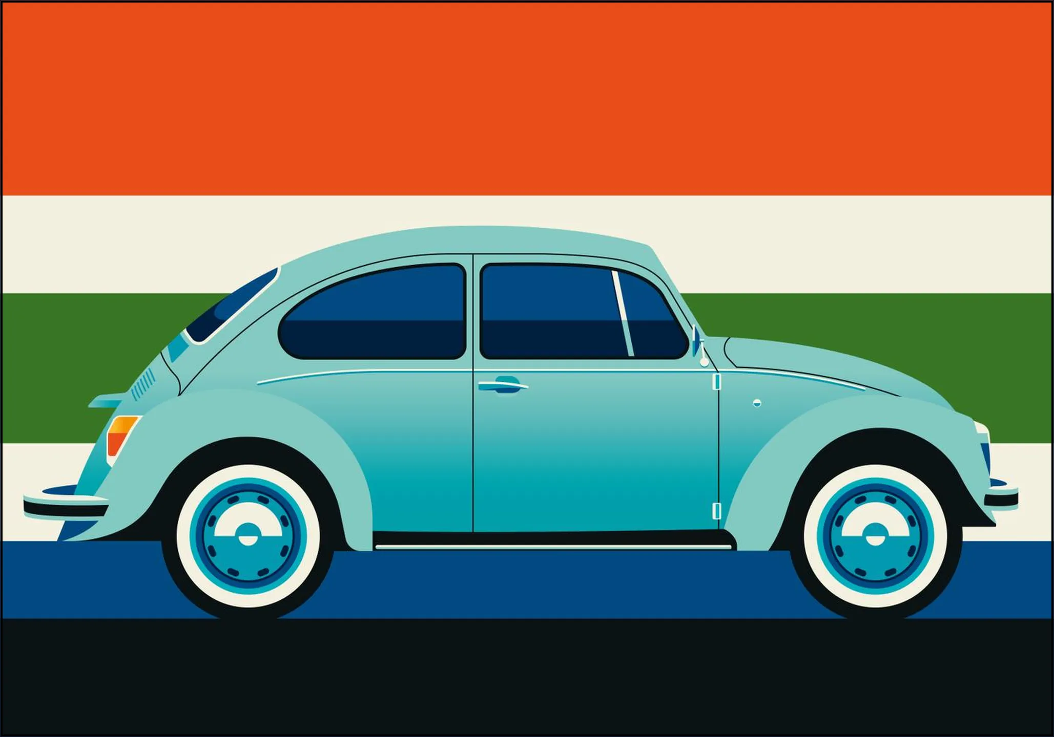 Mint Vintage Car with Stripes