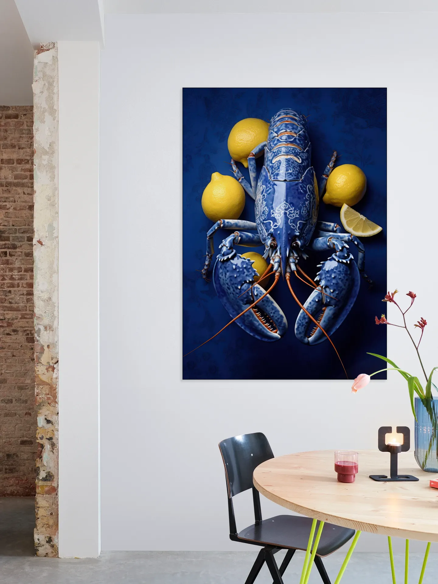 Luxe Lobster in Delft Blue with Lemon