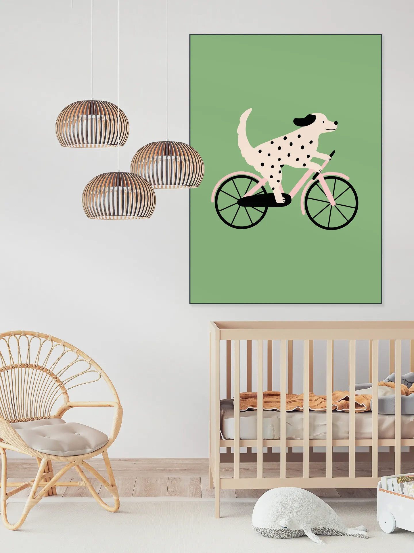 Spotted Dog Riding a Bicycle