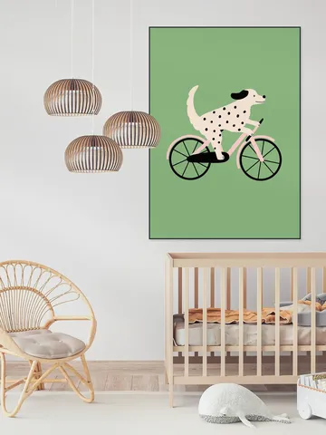Spotted Dog Riding a Bicycle