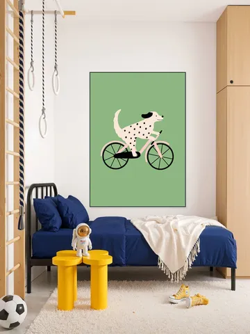 Spotted Dog Riding a Bicycle