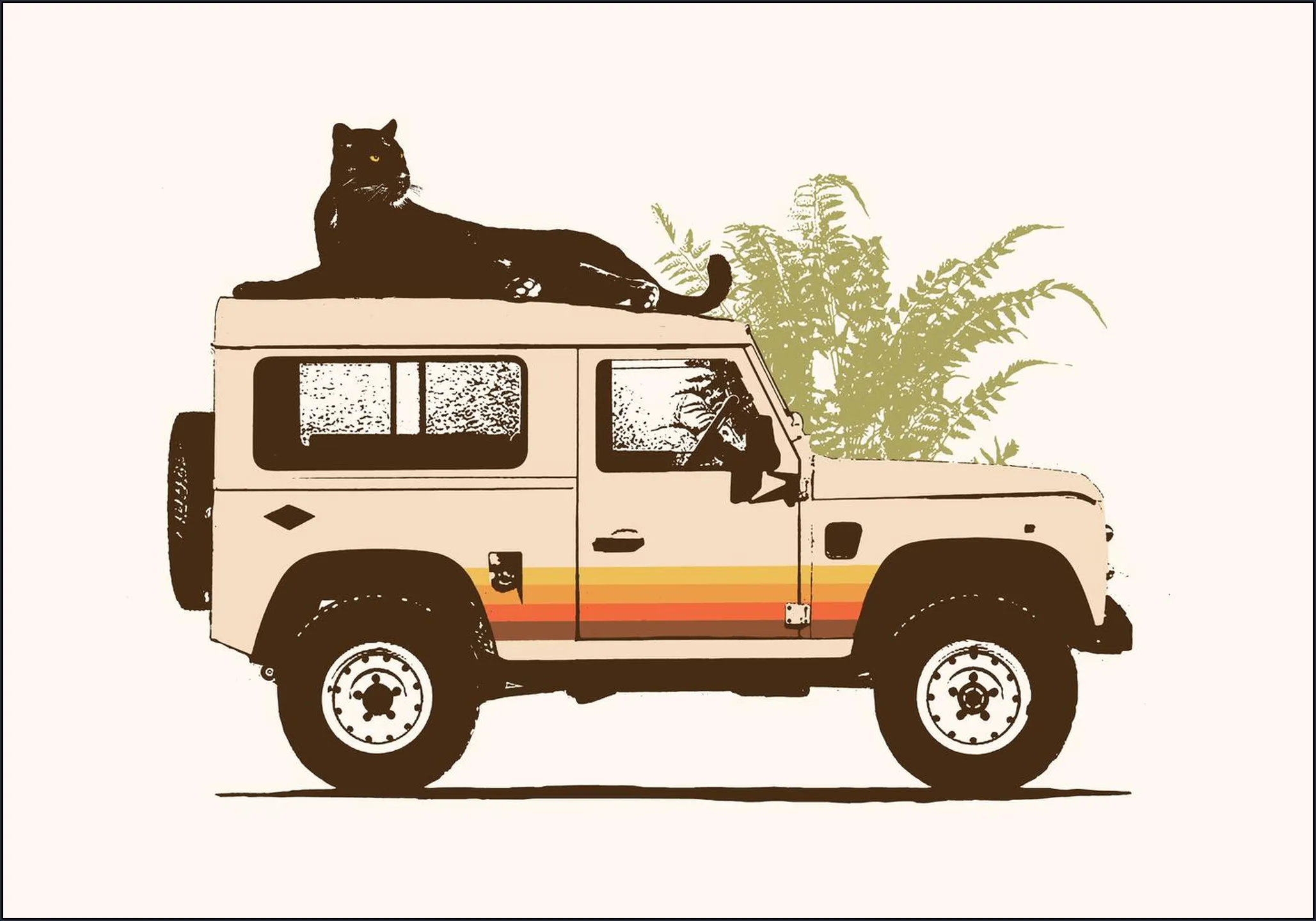Black panther on car