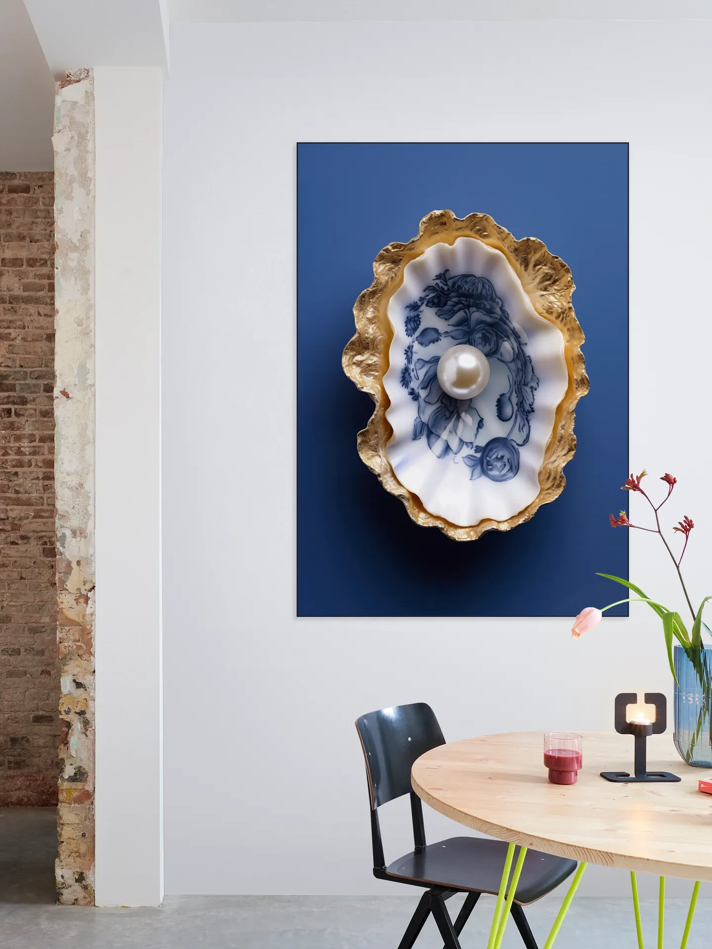 Delft Blue Oyster with Gold