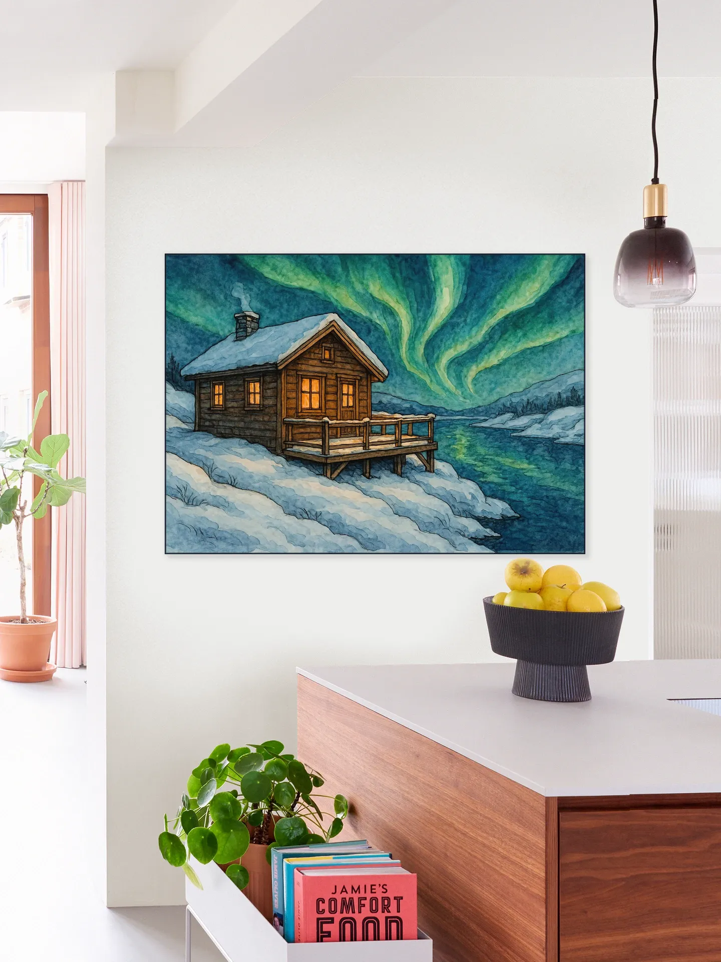 Houten Huisje Onder Het Noorderlicht