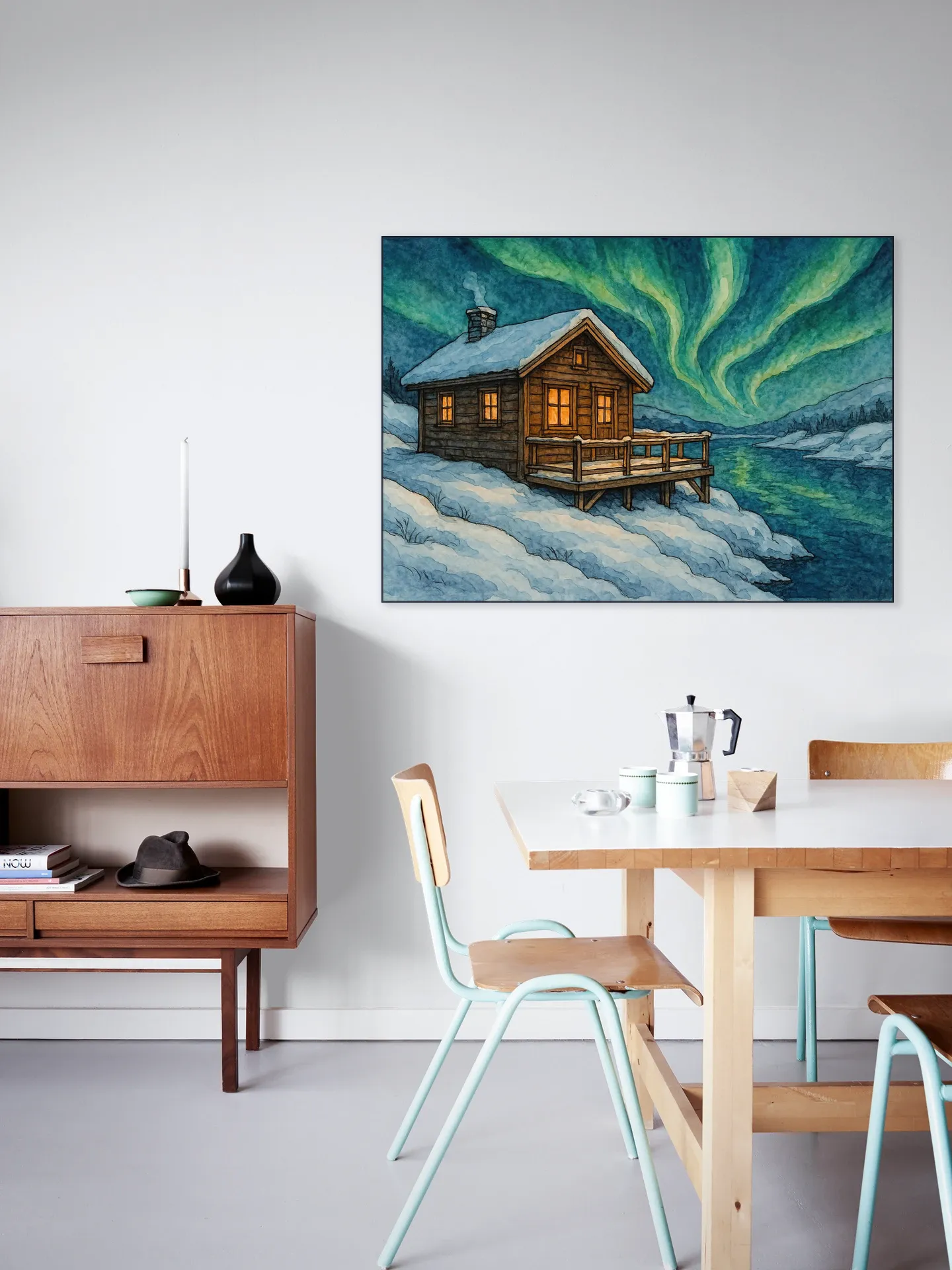 Houten Huisje Onder Het Noorderlicht