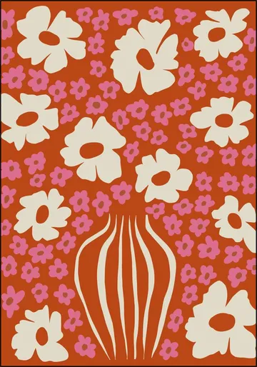 Flower Pot In Orange and Pink