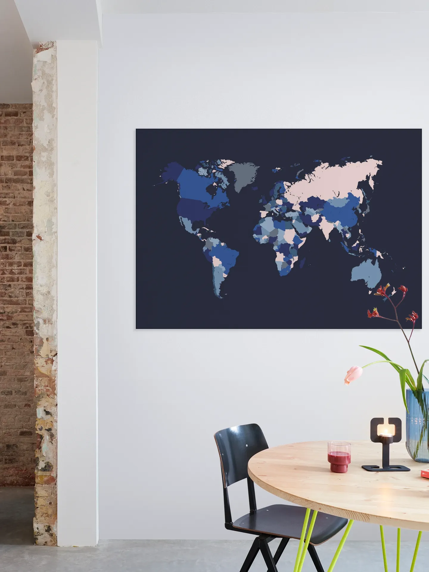 World Map Mosaic Navy