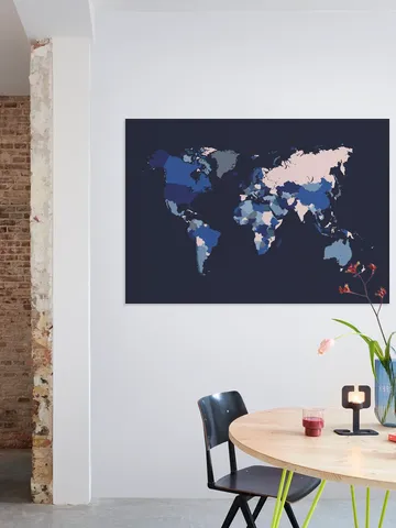 World Map Mosaic Navy