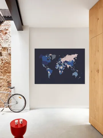 World Map Mosaic Navy