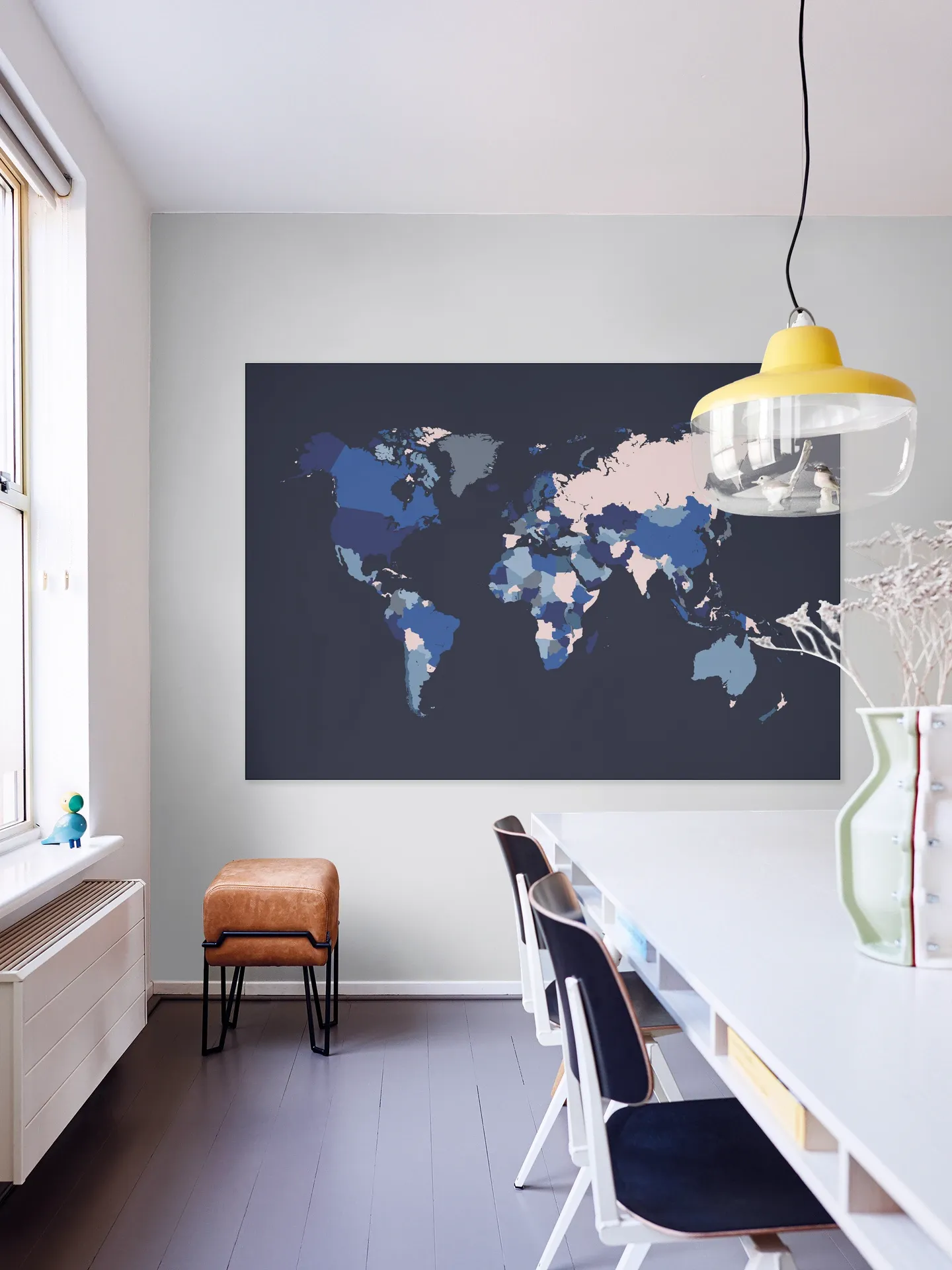 World Map Mosaic Navy