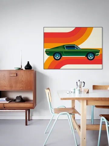 Green Vintage Sports Car with Stripes