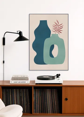 Minimalist Design with Blue and Green Vases